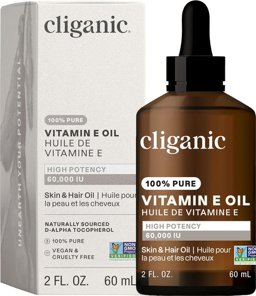 100% Pure Vitamin E Oil for Skin, Hair & Face - 60,000 IU, Non-Gmo Verified | Natural D-Alpha Tocopherol